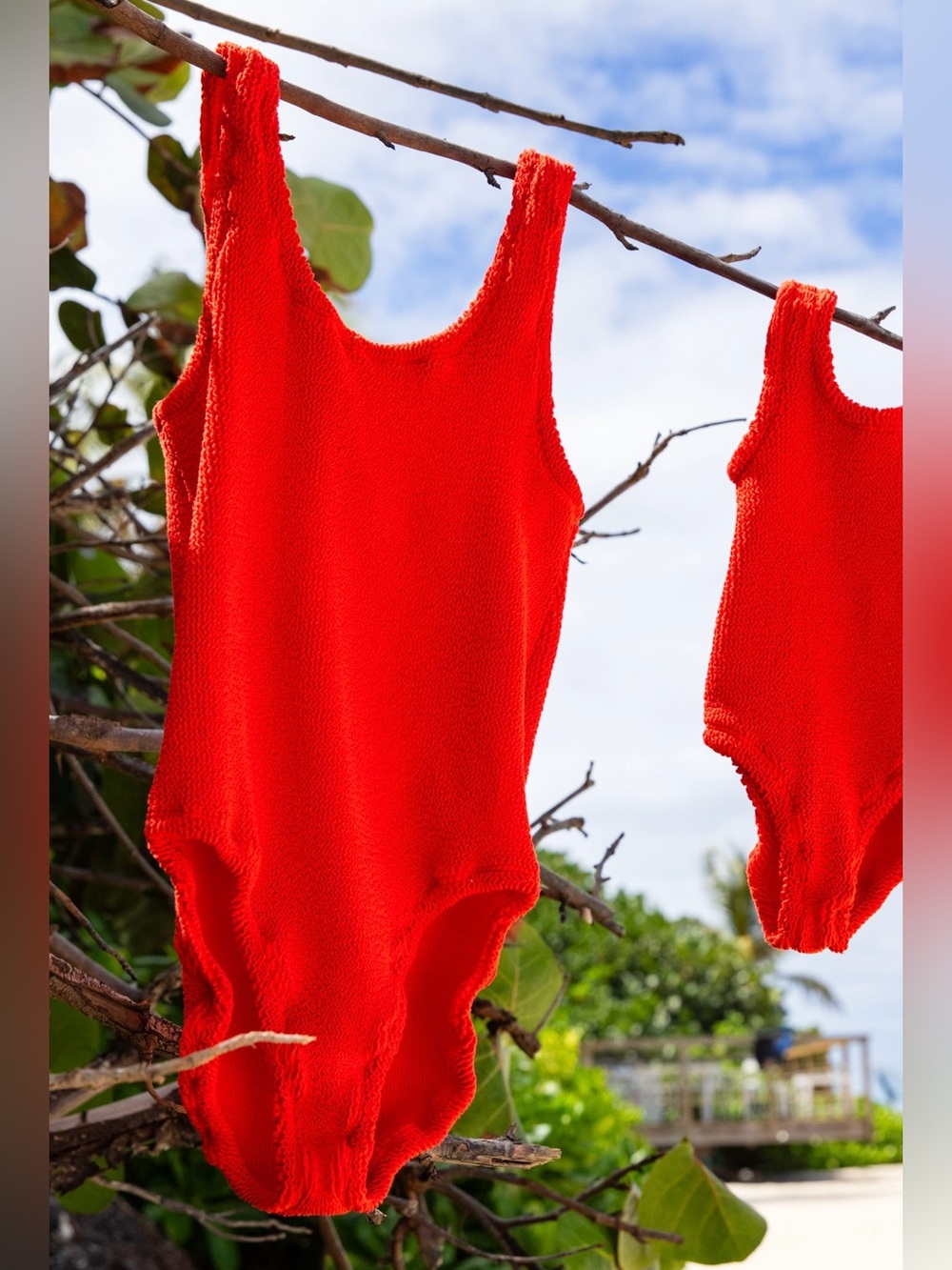 Cabana Crinkled One-Piece Swim Chili Pepper OS Like New